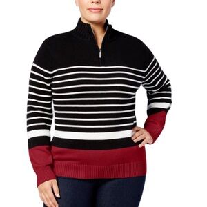 Karen Scott Quarter Zip Striped Mock Neck Sweater NWT Size 2X
